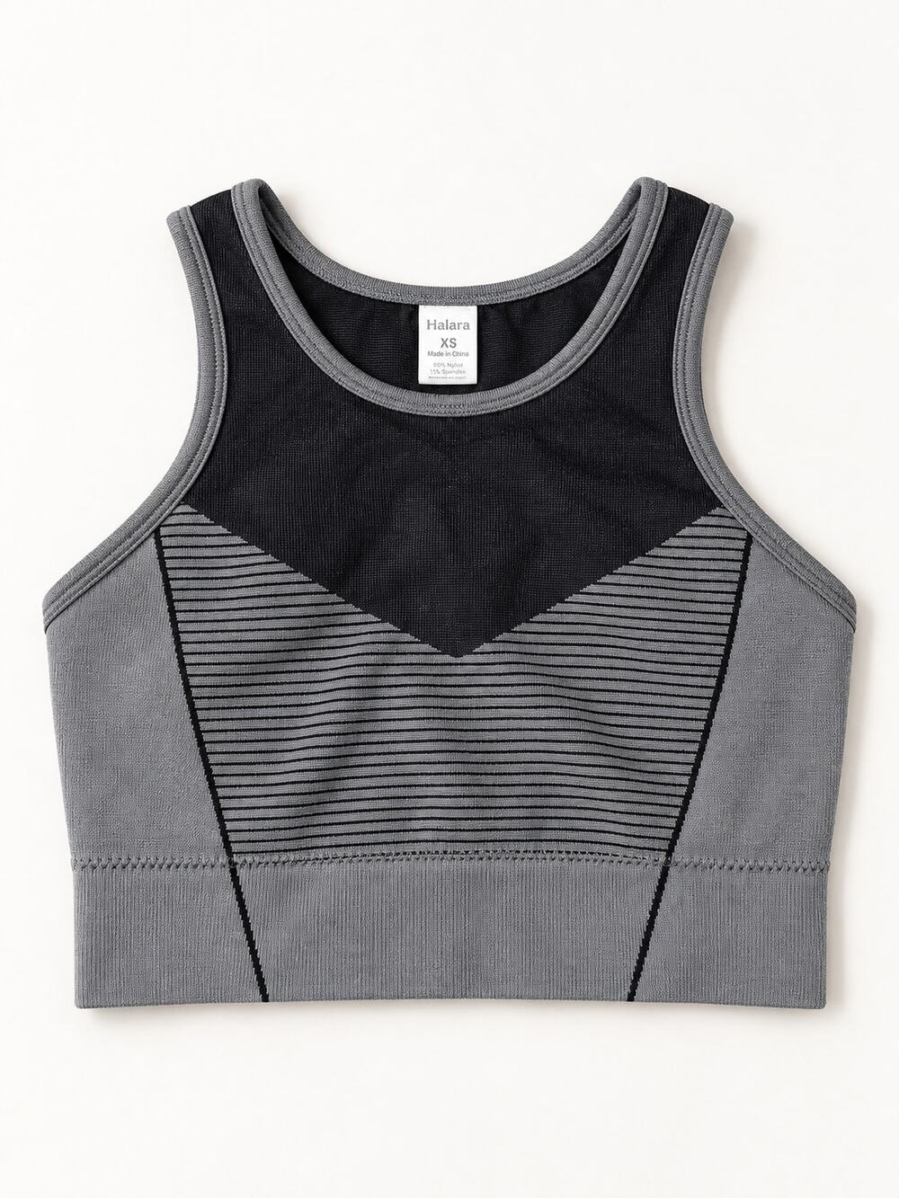 Halara Gray Black Seamless Longline Racerback Sports Bra Size XS NWOT